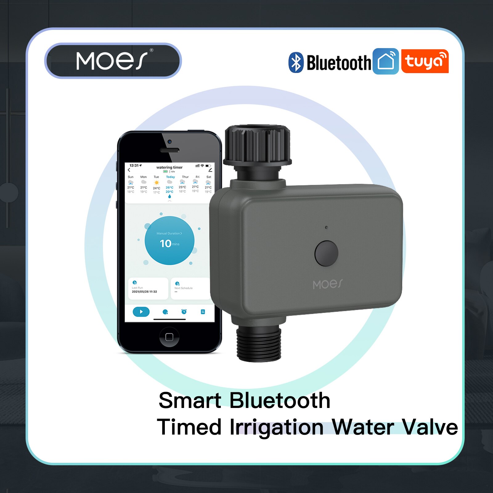 Smart Home Outdoor - مؤقت ري ذكي من Moes Tuya